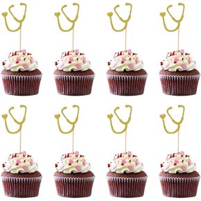 Amosfun 24 Pcs CupCake Toppers Nurse Cupcake Picks for School Graduation Medical Nurse Themed Birthday Party Cake Decorations Supplies