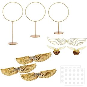 103 PCS Wizard Party Chocolate Decoration تشمل 50pcs Wings Wings Wefer Cupcake Toppers 3 PCS Gold Tov Posts و 50pcs Glue Point