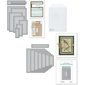 Spellbinders Nestabilities A2 Card Creator Etched Dies, Matting Basics A and Basics B, Carnora Die Pocket, Bundle of 3 Items
