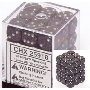 مجموعات Tchessex Dice D6: Ninja speckled - 12 مم ستة جوانب يموت (36) كتلة من الزهر