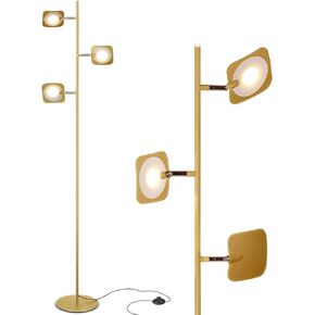 Brightech Tree Floor Lamp for Living Rooms & Offices, Dimmable Standing Lamp for Bedroom Reading, LED Spotlight Floor Lamp, Tall Lamp with Adjustable Panels for Minimal Space Use - Bronze