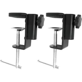 مشبك مصباح المكتب: 2Pack 1/2 ENLARGE HOLE استبدال C CLAMP CHLAMP LIGHT ، GLASS مكبرة مع الضوء ، حامل الميكروفون ، حامل مكتب ذراع الميكروفون ، حامل الهاتف ، لمهمة العمل المكتبية (M Black) (C Clamp Small)