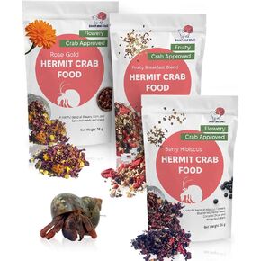 Snout and Shell Hermit Crab Food Food Pack - Fruity Breakfast ، Gold Rose ، مزيج من الكركديه التوت ، المكونات الطبيعية ، حزم معتمدة من السلطعون ، ودعم الصحة والطاقة والعلف.