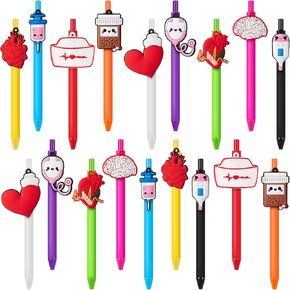 RELITHICK 18 PCS PRSESS PENS BULK 2025 CUTE NURSE WEED WEEK HOPTS الطالب إكسسوارات عمل طالب ربة أقلام للمساعد الطبي الطبيب العاملة (لون مختلط ، ممرضة لطيفة)