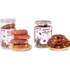 Duck Dog Chews ، Donut Rawhide Dog Treat Duck & Sweet Potato Dog ، وجبة خفيفة صحية ، عالية في البروتين
