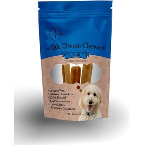 JAC'S - Natural Yak Cheese Chew (صغير) - علاج طويل الأمد وخالي من اللاكتوز للكلاب التي تقل عن 15 رطلاً | 3 عصي صغيرة ، (1.1 أوقية لكل منهما) علاج