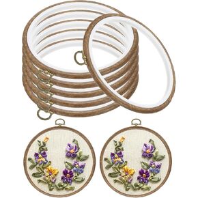 Patikil 7inch تطريز طوق ، 6pcs Cross Cross Stitch Rubber Frame Service Wood Circle Frame Fring for Embroidery Art Craft Orching Decoration Hanging Decoration