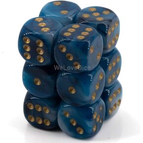 Chessex DND Dice Set-Chessex D&D Dice-16mm Phantom Teal and Gold Plastic Polyhedral Dice Set-Dungeons and Dragons Dice ludes 12 Dice – D6, Various (CHX27689)