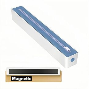 Reusable Tin Foil and Plastic Wrap Dispenser with Sliding Cutter for 12" Length * 1.57" Diameter Rolls, Refillable Plastic Wrap Dispenser for Cutting Plastic Wrap,Tin Foil,Wax Paper (Blue Magnetic)