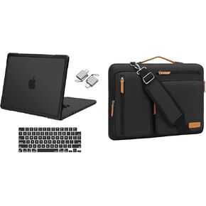 MOSISO Compatible with MacBook Pro 16 inch Case 2025-2021 M4 M3 M2 M1 A3403 A3186 A2991 A2780 A2485, Anti-Scratch&Anti-Fingerprint Hard Shell Case&Keyboard Film&Type C&Side Open Messenger Bag,Black