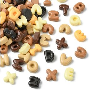 KitBeads 100Pcs Random Brown Letter Resin Cabochons Coffee Initial Alphabet Cabochons Flactback Cookie Cabochons for DIY Craft Scrapbooking Phone Cases Decor
