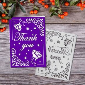 Merry Christmas Thank You Words Greeting Card Metal Die Cuts,Sunflower Flower Leaf Cutting Dies Cut Stencils DIY Scrapbooking Decorative Embossing Paper Scrapbooking Card Making