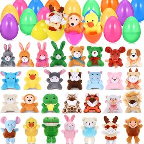 Civaner 30 Pcs Prefilled Easter Eggs of Mini Stuffed Animal Plush Toys for Easter Egg Hunt, Theme Party, Goodie Bag Fillers, Carnival Prizes, Classroom Reward Supplies