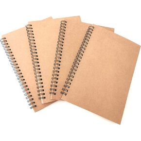 A5 Bookbound Notebooks Bulk Journals Spiral Steno Pads فارغة/مبطن Kraft Brown Clortboard Cover Cream Cream-Crission Pad Palcbook Bookbook (حزمة بيضاء مبطنة من 8)