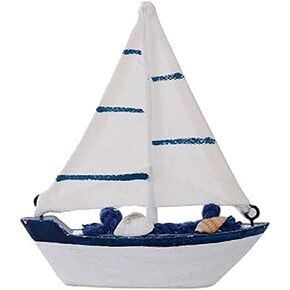 Nautical Theme Wood Ship Model Mini Sailboat Figurines Wooden Cake Topper for Mediterranean Home Furnishing Decor - Style E