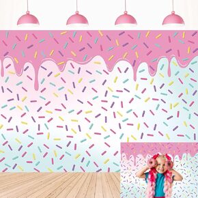 XCKALI Donut Grow Up Birthday Party Backdrop Bright Confetti Sprinkle Photography Background Donut Pink Girl Baby Shower Decoration 7x5FT