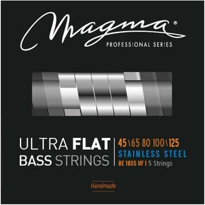 Magma Ultra Flat Electric Bass Guitar Strings - 5 String Light Gauge Stainless Steel Strings - Long Scale 34 inch 5 String Set 40-125 gauges (BE155SUF) - 1 Set Bass Strings