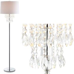 JONATHAN Y JYL2034A Abigail 61" Crystal/Metal LED Floor Lamp Contemporary,Transitional,Traditional,Glam for Bedrooms, Living Room, Office, Reading, Clear/Chrome