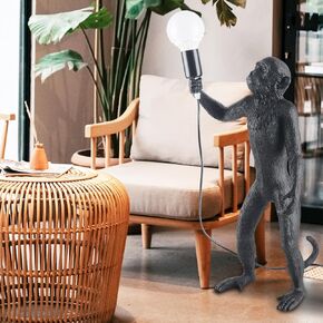 Modern Resin Standing Monkey Table Lamp,Desk Lamp,Animal Lamp,Bedside LED Light for Home Decor,Living Room, Bedroom, Home Office, Kids Room(Gold-Standing)