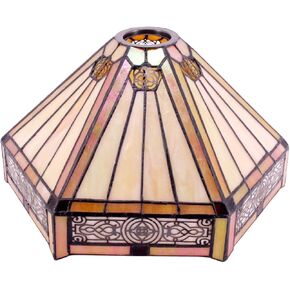 Werfactory Tiffany LAMP LAMP استبدال 12 × 10 × 6 بوصة مسدس أصفر ملون Mission Mission Skishade فقط 1-5/8 بوص