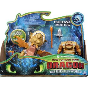 Dreamworks Dragons, Fishlegs & Meatlug, Dragon with Armored Viking Figure, for Kids Aged 4 & Up