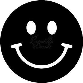 Classic Happy Smiley Face Vinyl Decal Sticker for Home Office Decor Vehicle Window Sign Size- [6 inch] / [15 cm] Tall and Color- Gloss Black