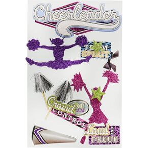 Paper House Productions STDM-0125 3D Sticker 4.5" x 7" Sheet, Cheerleader