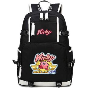 Kirby Game Backpack Student Schoolbag Book Book Bag Bag Bag Dayback Black 1