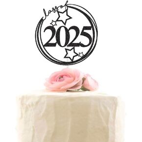 Xiuhuba Class of 2025 Cake Topper ، Black Glitter 2025 Decorations the Graduation Party for High School/College ، Congrats Grad Party