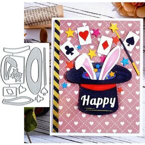 Happy Magic Hat Metal Die Cuts,Christmas Magic Wand Hat Cutting Dies Cut Stencils DIY Scrapbooking Decorative Embossing Paper Scrapbooking Card Making