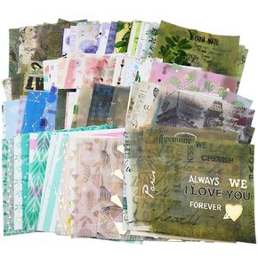 Junk Journal Card Making Supplies Kit Scrapbooking Embellishments Collage Decoupage Art Craft for Adults Large DIY TN Travel Notebook Vintage Gold Washi Paper Ephemera Pack 120pcs