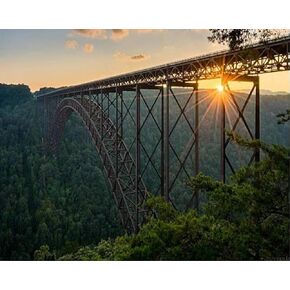 Zuvrdiai DIY Paint by Numbers Sunset في New River Gorge Bridge West Virginia Canvas مجموعة مع Paints Paints Acrylic للبالغين المبتدئين الهدية الفنية 16 "× 20"