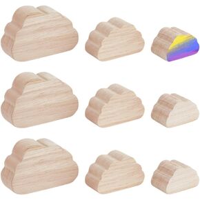 OLYCRAFT 9pcs 3 Sizes Unfinished Wooden Cloud Blocks 2cm Thickness Mini Wooden Block for Craft Blank Wooden Cutouts Wood Cloud Board Natural Craft Wood Blocks for Carving Painting DIY Craft Projects