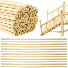 150pcs قضبان سويل خشبية عصي خشبية - 1/4 × 12 بوصة غير مكتملة عصي الخيزر
