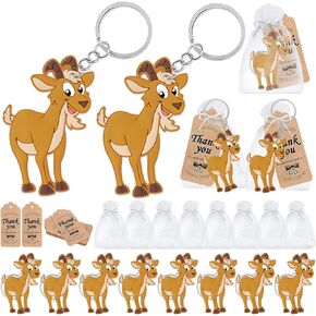 Cicibear 60 Pack Goat Party Decorations للضيوف و 20 مفتاحًا و 20 علامة و 20 حقيبة هدايا لحفلة مزرعة Barnyard Party و School Party و Zoo Kids Birthday