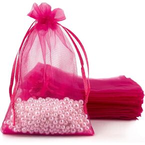 أكياس هدايا الذهب الشبكية ، 100 PCS أكياس أورجانزا (5 × 7 بوصة) ، أكياس هدايا مجوهرات الساتان مع الرباط ، حلوى العطلة جيدة.