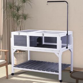 Tortoise Habitat with Removable Roof, Open Slide, and Light Arm (Gray)