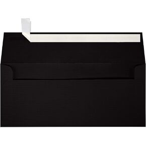 LUXPaper #9 Slimline Invitation Envelopes | Peel & Press | 3 7/8" x 8 7/8" | Black Linen | 80lb. Text | 50 Qty