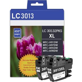 LC3013BK LC3013 XL Black Printer Ink Cartridge Replacement for Brother LC 3013 LC3011 LC-3013 XL Ink Compatible with Brother MFC-J491DW MFC-J497DW MFC-J690DW MFC-J895DW（2 Black）