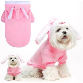 BINGPET Dog Hoodie,Cute Bunny Dog Costume Pet Clothes,Warm Fleece Dog Sweater with Hood,Funny Pet Apparel Doggy Winter Coat Puppy Kitten Sweaters for Small and Medium Dogs Cats(Rabbit,M)