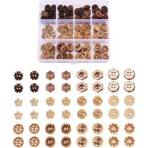 Pandahall 120pcs أزرار خياطة قذيفة جوز الهند 2 أوراق زهرة أساسية الأزرار الحرفية على 12 أنماط لإكسسوارات ملابس الخياطة DIY ديكور الكوكينغ 0.4-0.5 بوصة