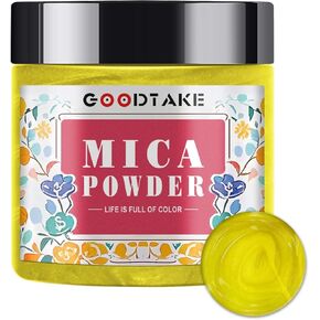 GOODTAKE Yellow Mica Powder | Resin Color Pigment | Resin Dye | Mica for Soap Making, Resin, Candle Making, Bath Bomb, Slime, Nail Polish, Eye Shadow - Pure Natural Mica Powders (Yellow, 2 oz)