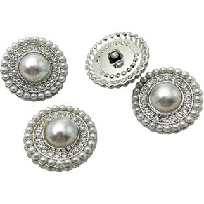 25mm Retro Women Coat Silver Metal Pearl Buttons, for Clothes, Sweaters, Blazer, Suit, Wedding Dress, Handmade DIY Crafts, Sewing Accessories Pack 6 PT2296