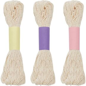 FREEBLOSS 150M Sashiko Thread 3 Skeins 100% Cotton Cord Japanese Quilting & Embroidery Natural White Sashiko Threads for Hand Sewing Thick Thread for Japanese Embroidery Supplies Embroidery Floss
