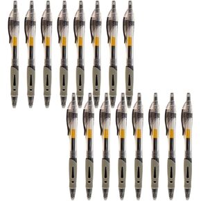 16 PACK - BLACK GEL INK - ROLLERBALL PEN 0.7mm, Fine Point
