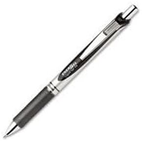 Gel Pen,Retractable,Metal Tip,.7mm,Refill.,Black Barrel/Ink Qty:12