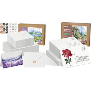 Great Watercolor Paper Set- Watercolor Cards & Water Color Postcards Set 50 Pack Foldable Watercolor Cards with Envelopes 4"X6", 70 Blank 4"x6" + 30 Folded 5"x7" Watercolor Postpaper