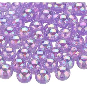 Harfington 100pcs Acrylic Round Beads AB Colors 12mm Bubble Spacer Craft Beads with Hole for Diy Enring Bracelet Keains ،