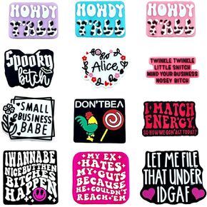 12PCS Silicone Focal Beads for Pens,Characters Funny Words Silicone Beads Bulk Silicone Spacer Beads for DIY Craft Garland Keychain Lanyard Necklace Bracelet Jewelry Making Accessories Handmade Craft