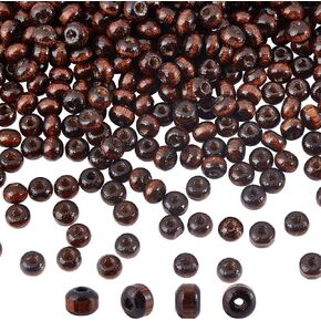 500 Pcs Wood Round Beads 6mm, Coconut Brown Smooth Ball Beads Loose Spacer Beads Wood European Beads Loose Beads for DIY Crafting Jewelry Making